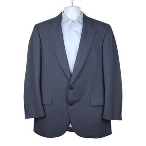 Vintage Nino Cerruti Rue Royale Blazer 44L Grey Pinstripe Wool Suit Jacket USA